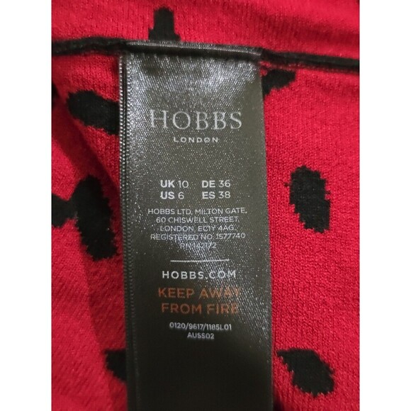 Hobbs Black Red Long Sleeve A Line Knit Dress Womens Size 6 Fit & Flare Jodie - Picture 7 of 10